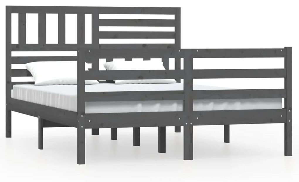 3101085 vidaXL Cadru de pat, gri, 120x200 cm, lemn masiv