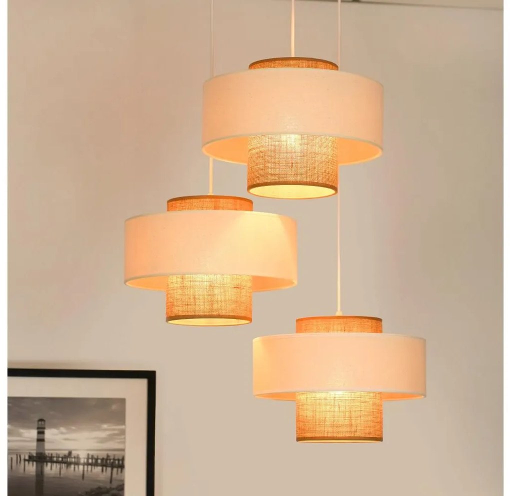 Brilagi - Candelabru pe cablu DALLAS 3xE27/15W/230V maro/crem/alb