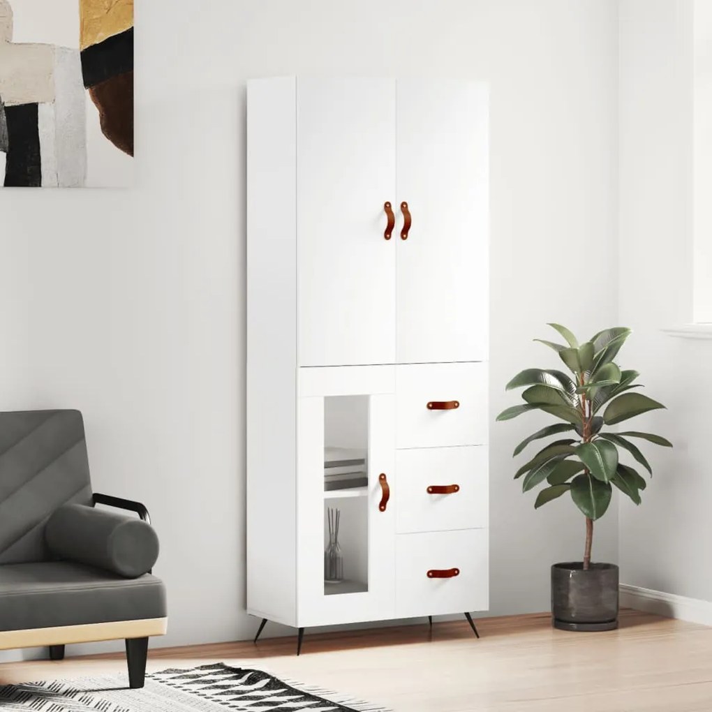 vidaXL Dulap înalt, alb, 69,5x34x180 cm, lemn compozit