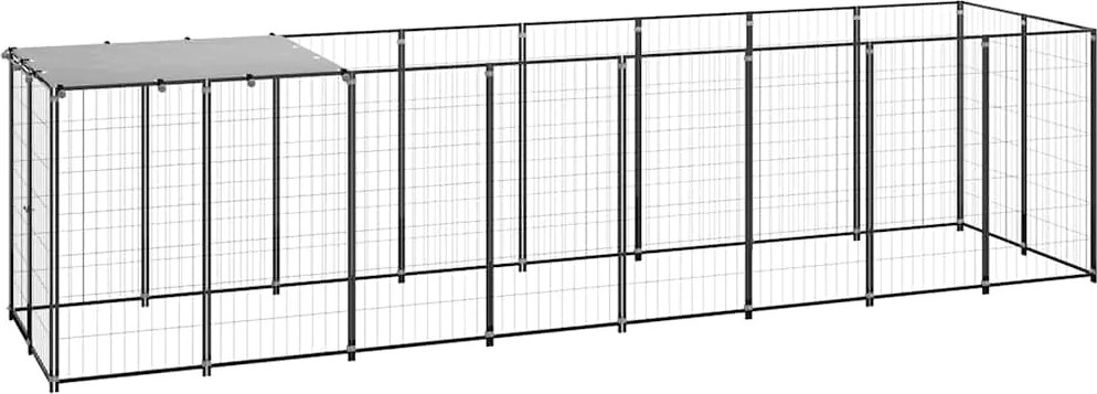 vidaXL Padoc pentru câini, negru, 4,84 m², oțel