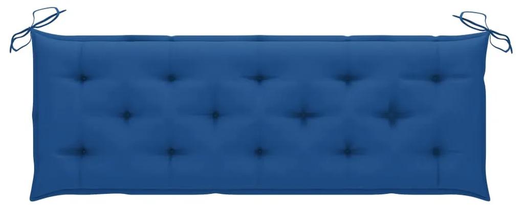 Banca de gradina, cu perna albastra, 150 cm, lemn masiv de tec Albastru, 150 cm, 1