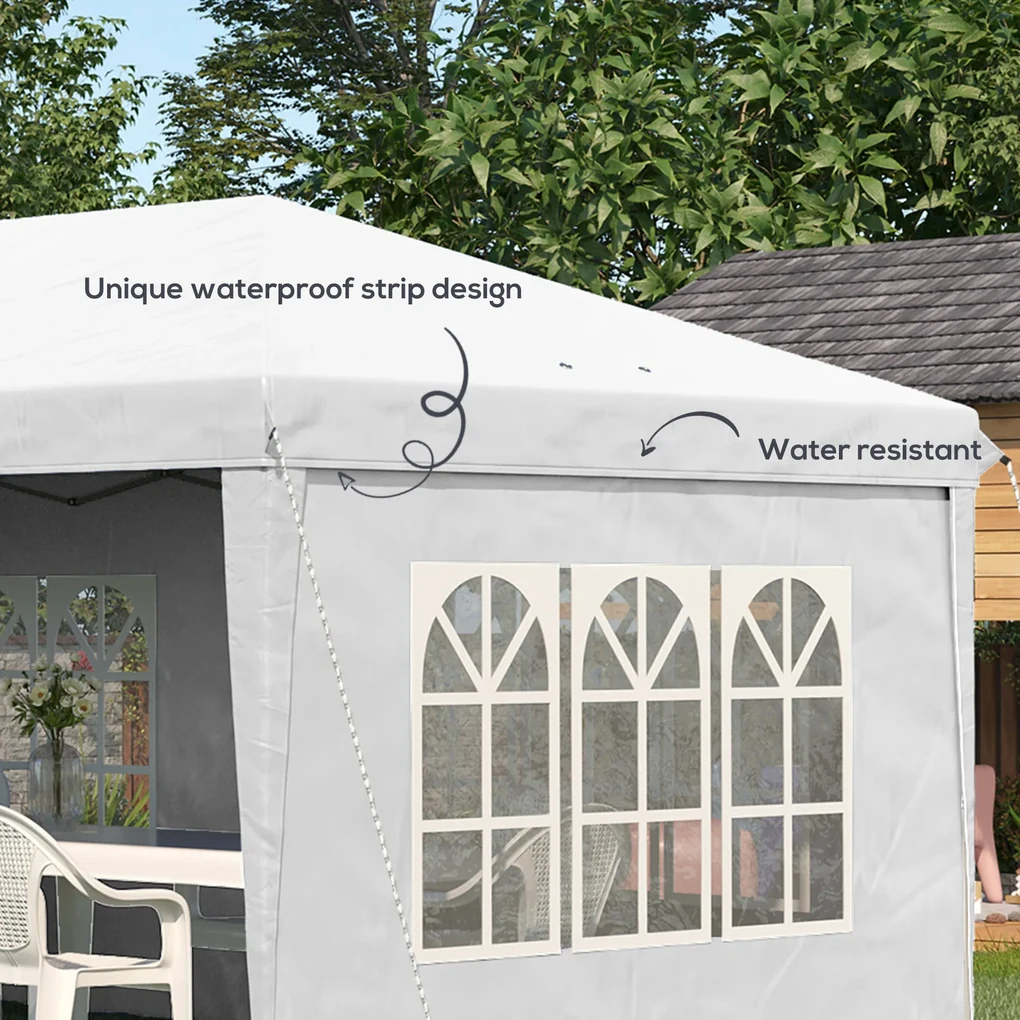 Outsunny Foisor de gradina cu ferestre, inaltime reglabila cu pereti detasabili, 585x295x270cm alb | AOSOM RO