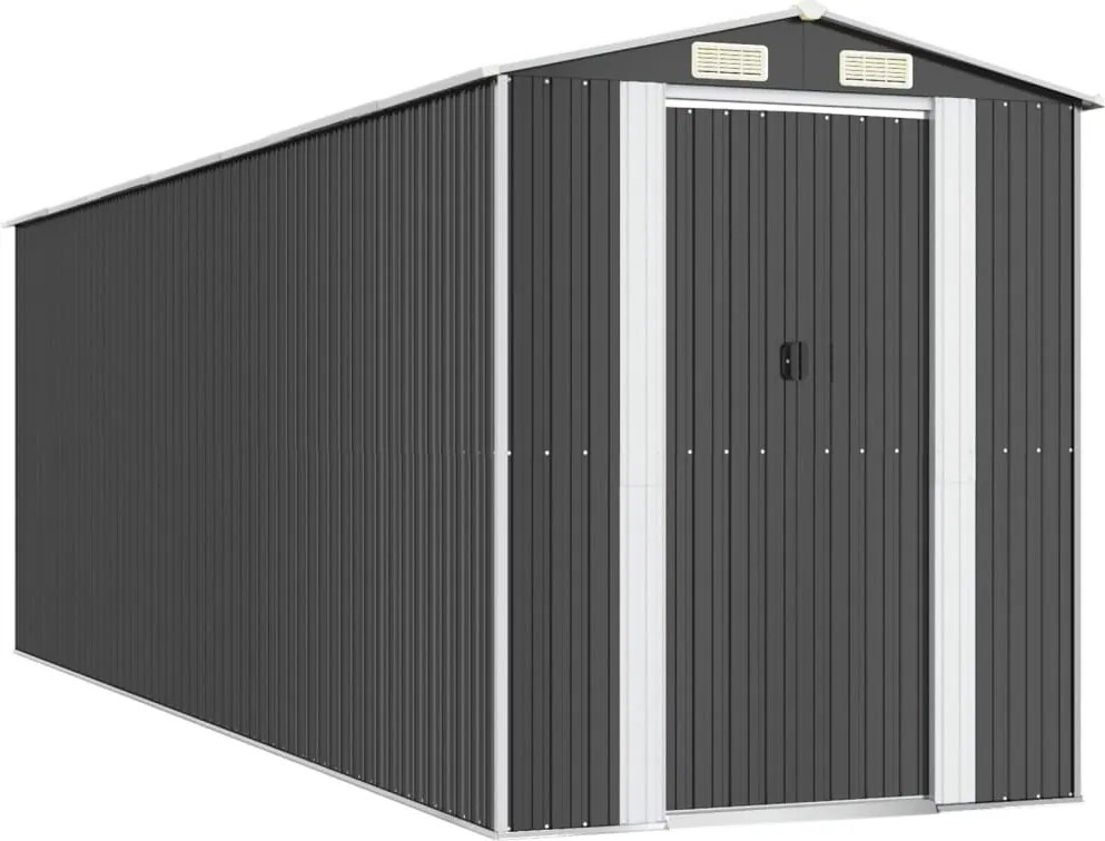 vidaXL Șopron de grădină, antracit, 192x606x223 cm, oțel galvanizat