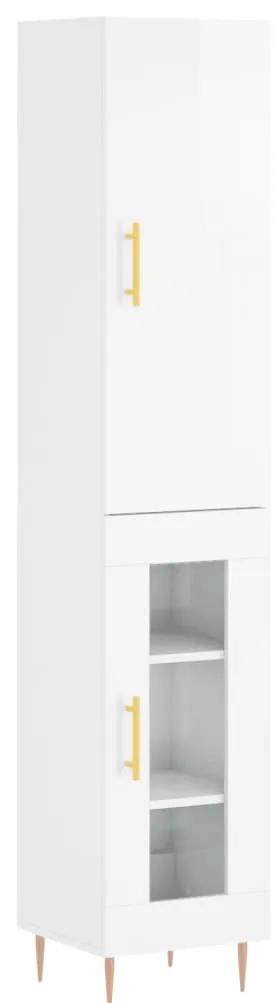 3199035 vidaXL Dulap înalt, alb extralucios, 34,5x34x180 cm, lemn prelucrat