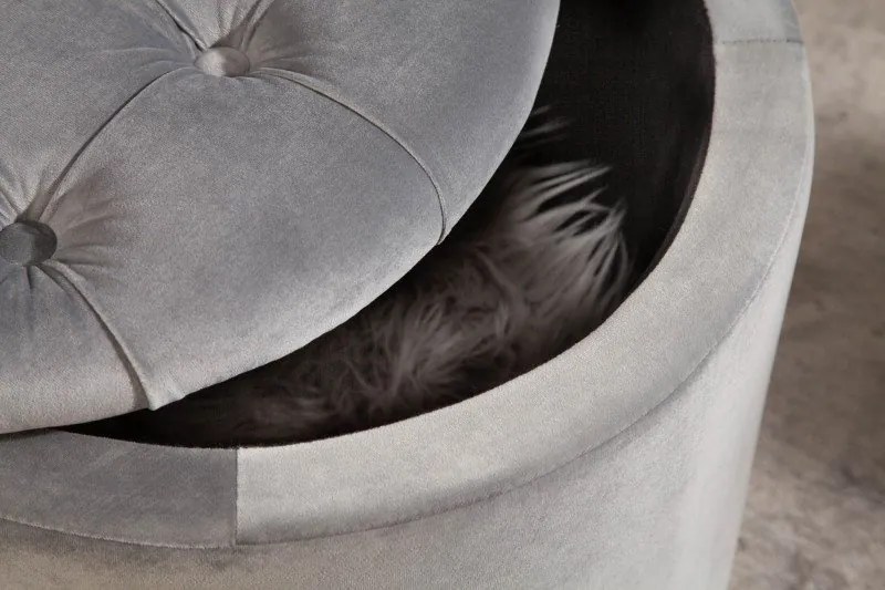 Taburete cu spatiu de depozitare Modern Barock 50cm, gri argintiu