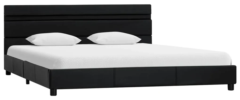 284796 vidaXL Cadru de pat cu LED, negru, 160 x 200 cm, piele ecologică