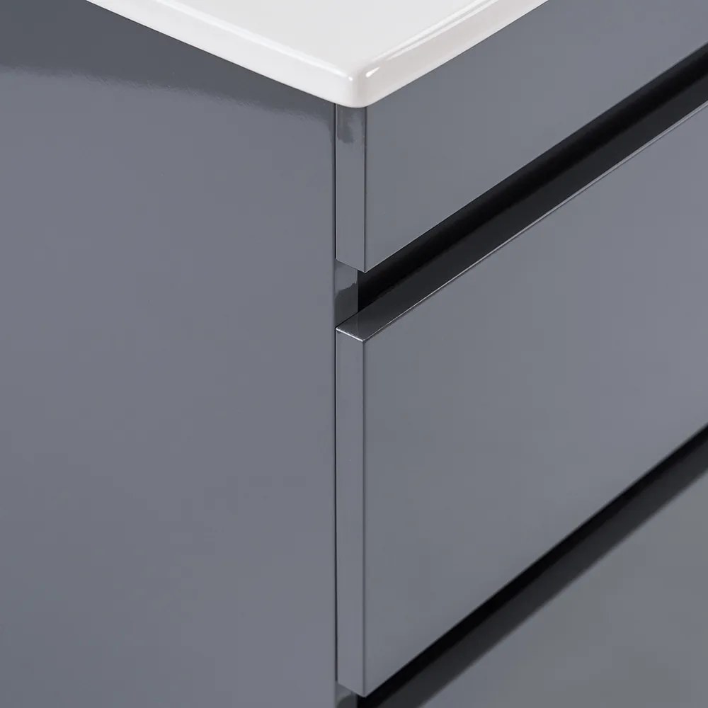 Mască de baie Cube 100 cu chiuvetă ceramică, 2 sertare, gri antracit