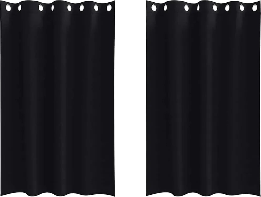 vidaXL Perdele Opaque cu Inel 2 pcs Negru 175 x 140 cm Poliester