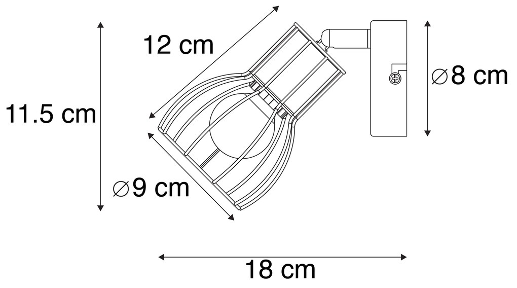 Spotlight modern din oțel negru reglabil - Botu