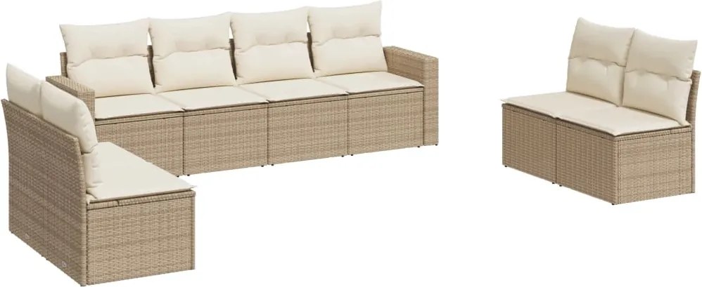 vidaXL Set canapele de grădină, 8 piese, cu perne, bej, poliratan