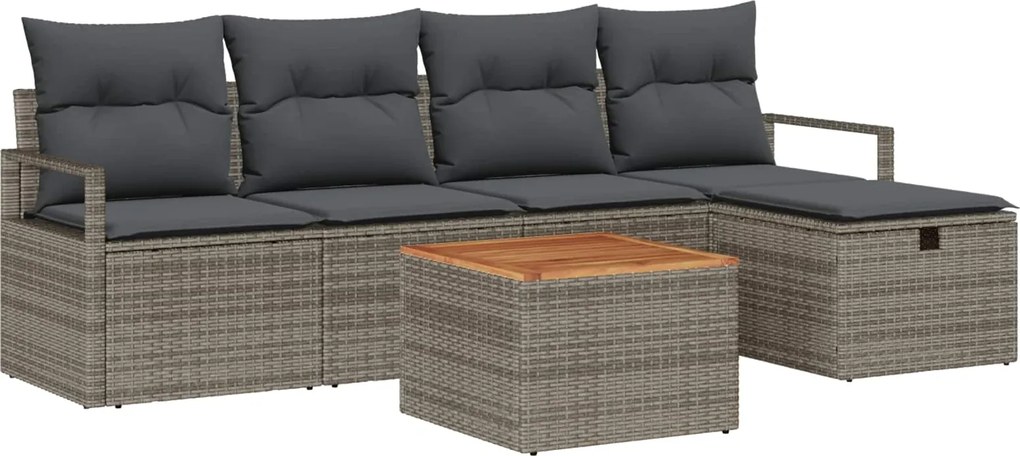 vidaXL Set de canapele pentru grădină cu pernă 6 pcs Gri Rattan poli