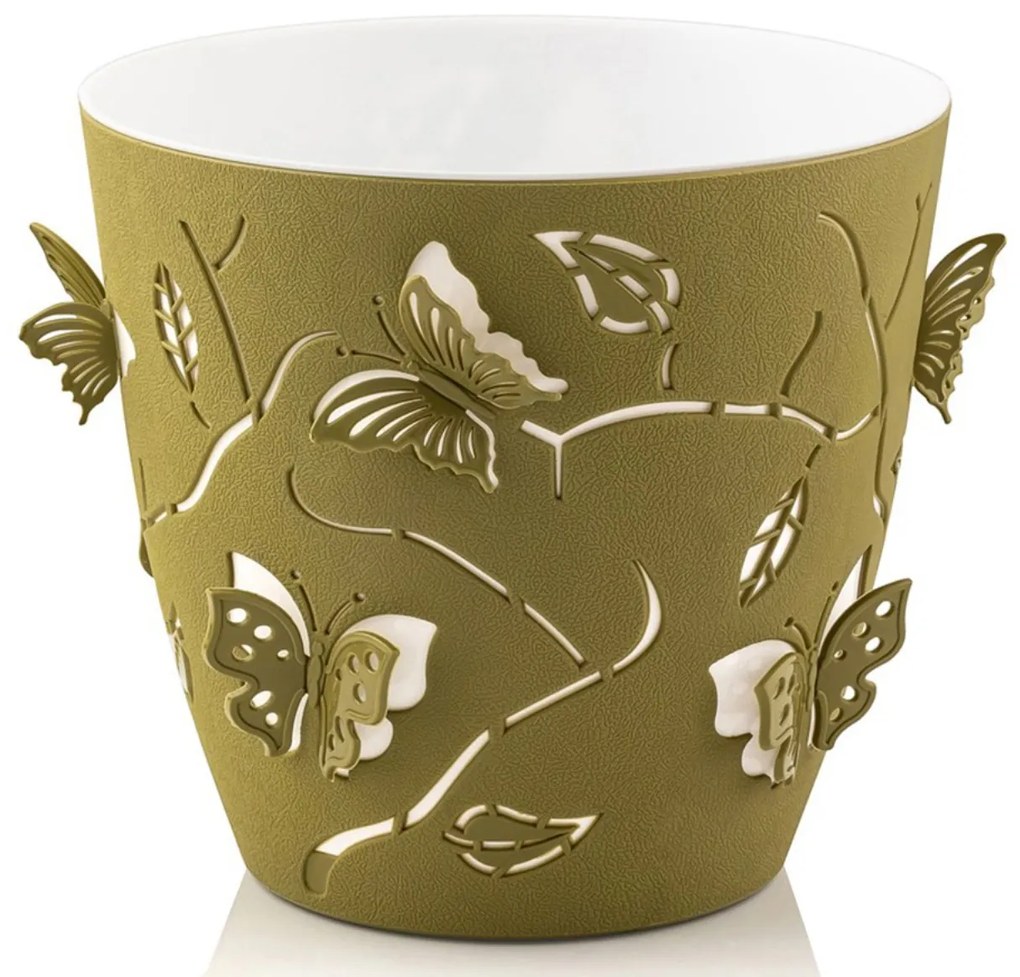 Ghiveci PP modern, rotund, model Fluture 3D, 14cm, 1.4 litri