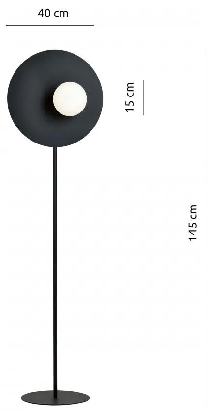 Lampadar modern negru cu glob de sticla alb Oslo