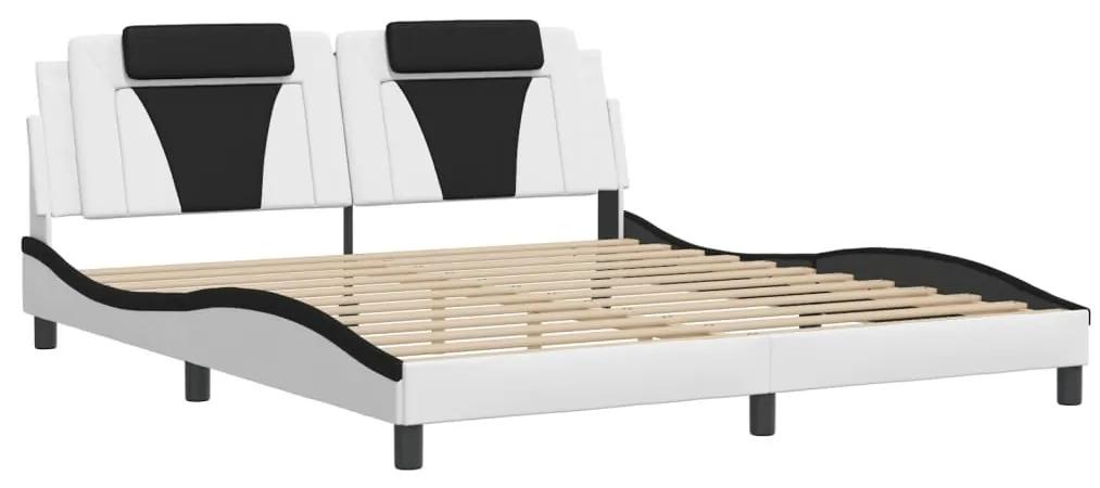 3208116 vidaXL Cadru de pat cu tăblie alb și negru 180x200cm piele artificială