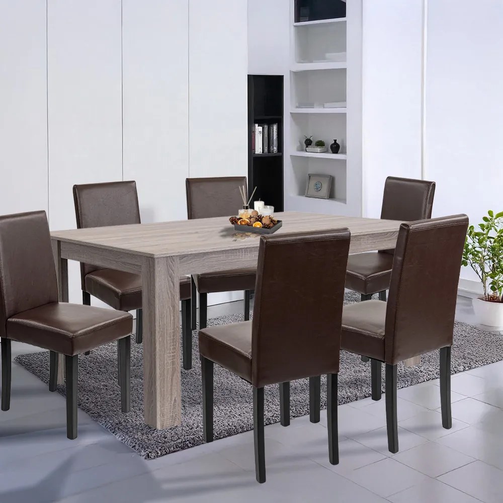 Set de masă Leon 6+1 stejar York-maro