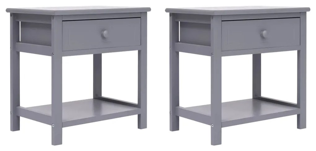 vidaXL Noptiere, 2 buc., gri, 40x29x42 cm, lemn de paulownia