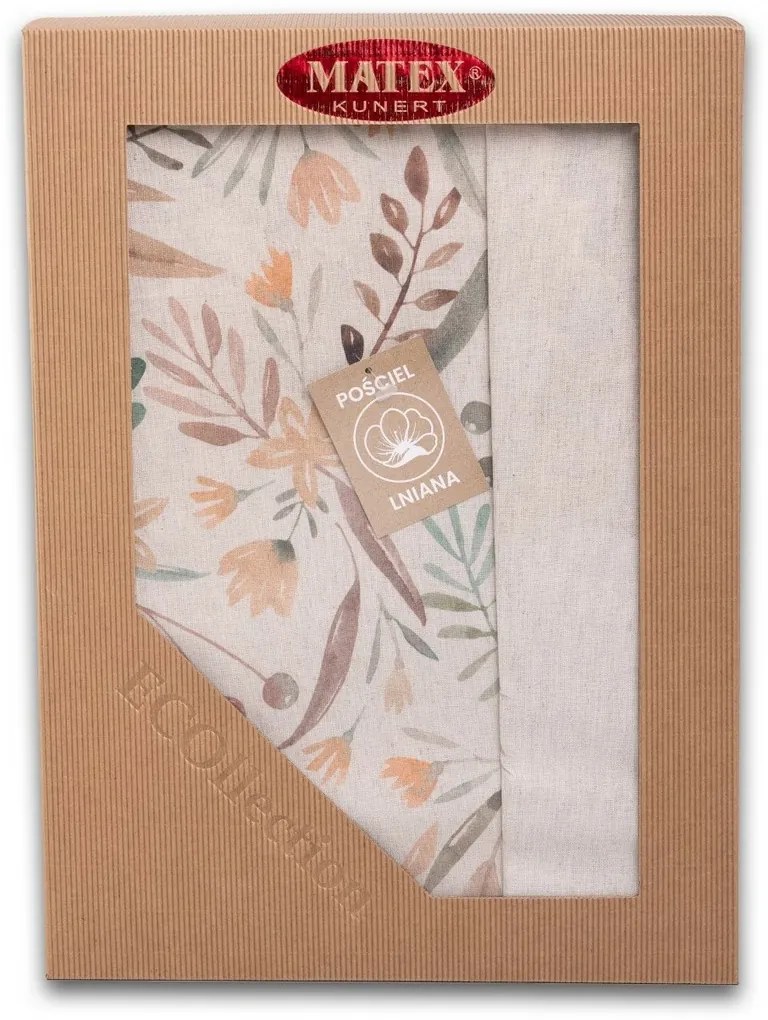 Lenjerie de pat din bumbac și in Pajiște, 220 x 200 cm, 2x 70 x 80 cm