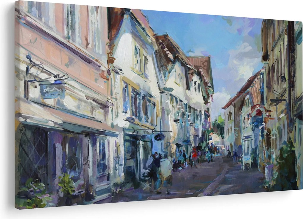 Tablou - Strada orașului vechi, pictură acrilică (90x60 cm)