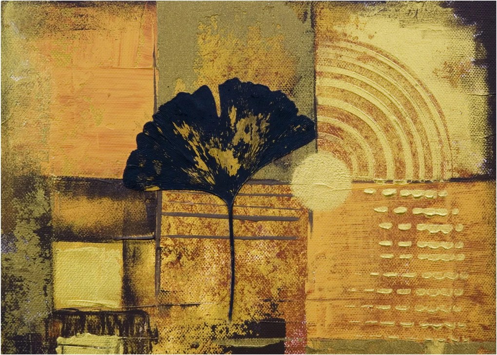 Tablou pe sticlă - Frunza ginkgo (70x50 cm)