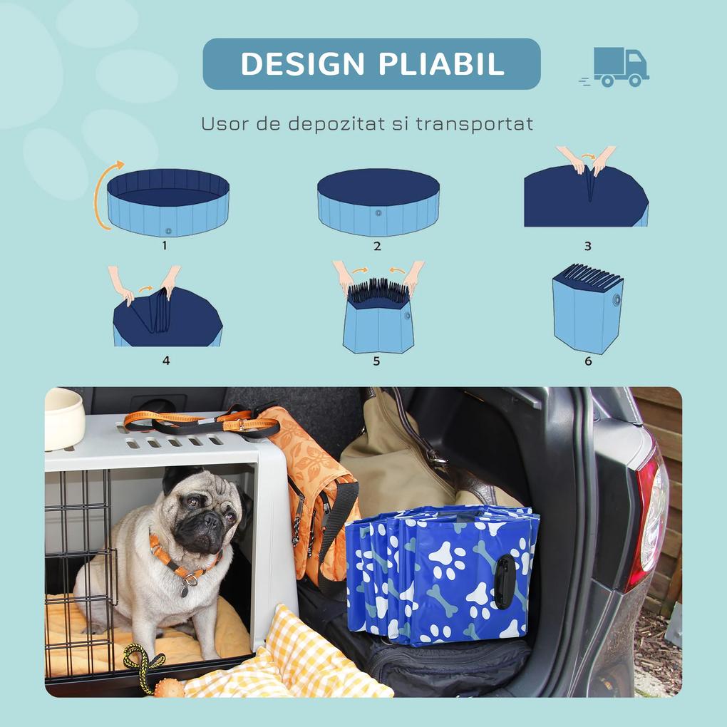 PawHut Piscină Rezistentă pentru Câini Mari, Anti-Alunecare, pentru Grădină/Interior, Φ140x30cm, Plastic Dur | Aosom Romania