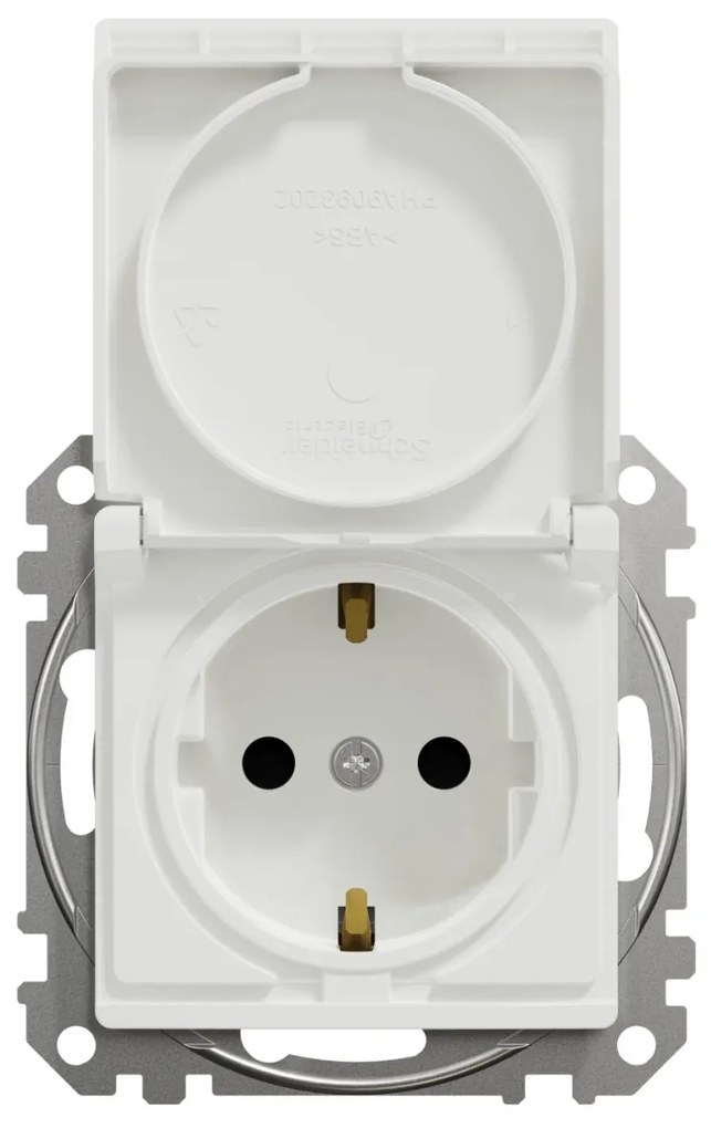 Priza simpla cu impamantare, cu capac, 16A, IP20, Alb Schneider Sedna Design