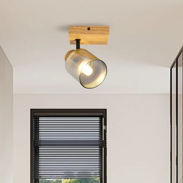 Brilagi - Aplică de perete cu spot HYGGE 1xE14/15W/230V, lemn/fumuriu