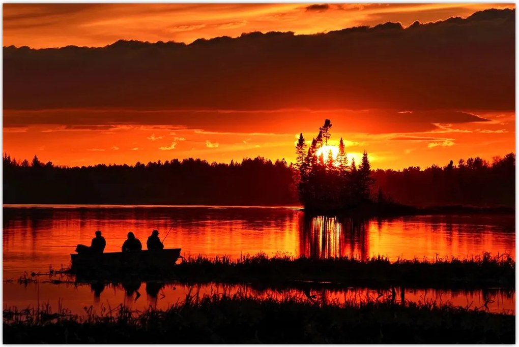 Tablou - Pescari pe lac (90x60 cm)