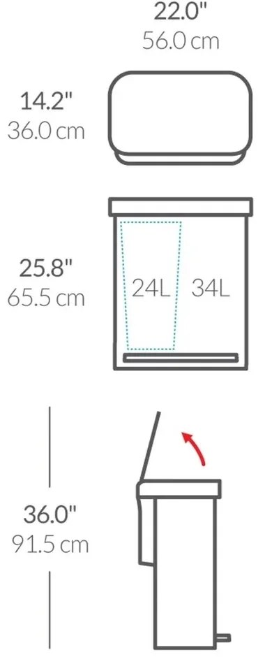 Simplehuman Coș de gunoi cu pedală pentru deșeurisortate, 58 l, oțel alb