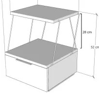 Noptieră TEKOBA 52x42 cm antracit