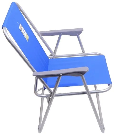 Scaun camping pliabil albastru/crom mat