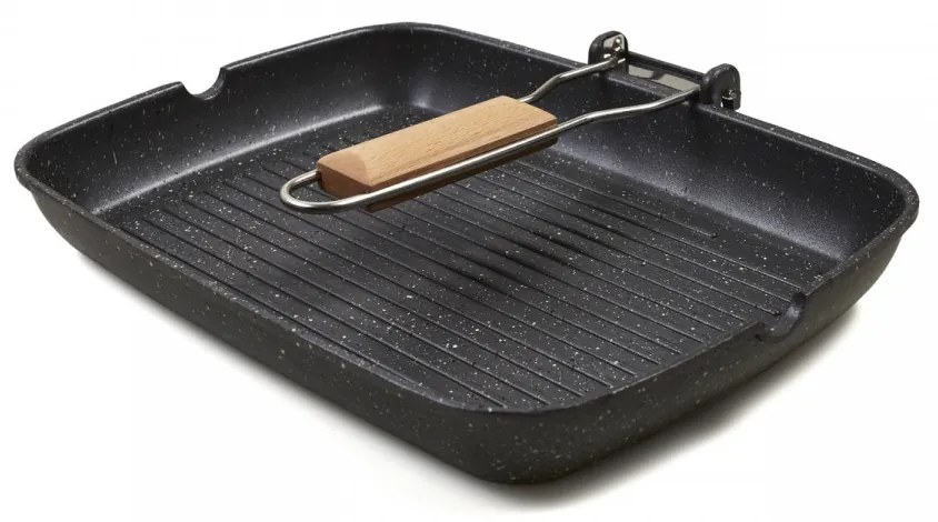 Tigaie grilll cu maner detasabil, Cooking by Heinner, 35 x 25 x 4.5 cm, aluminiu turnat cu invelis non-stick