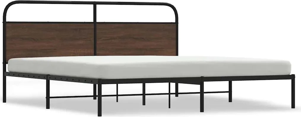 vidaXL Cadru de pat metalic fără saltea, stejar maro, 200x200 cm