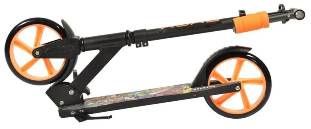 Trotineta din aluminiu NOVOKIDS™ Flurry Scooter, Maxim 100 kg, Functie Super Brake, Maner reglabil pe inaltime, Diametru roata 200 mm, Negru cu