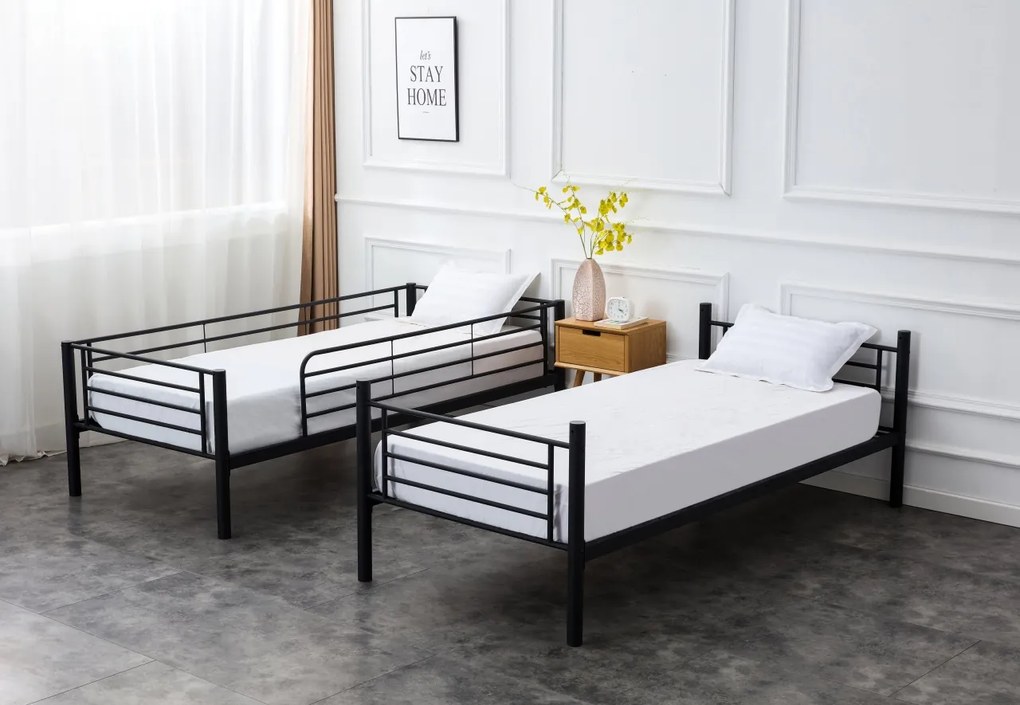 Pat supraetajat metalic Bunky negru - 90 x 200 cm