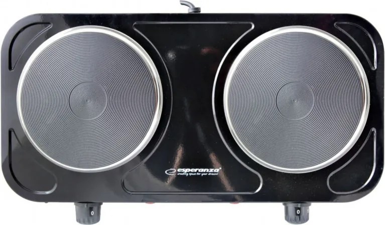 Plita electrica dubla Esperanza EKH010K, 2x1000W, 15.5 cm, 5 trepte, Strat antiaderent, Negru