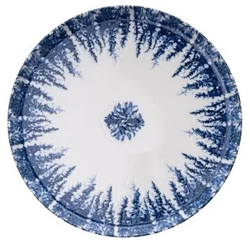 Set de veselă, 12 piese, alb/albastru, porțelan