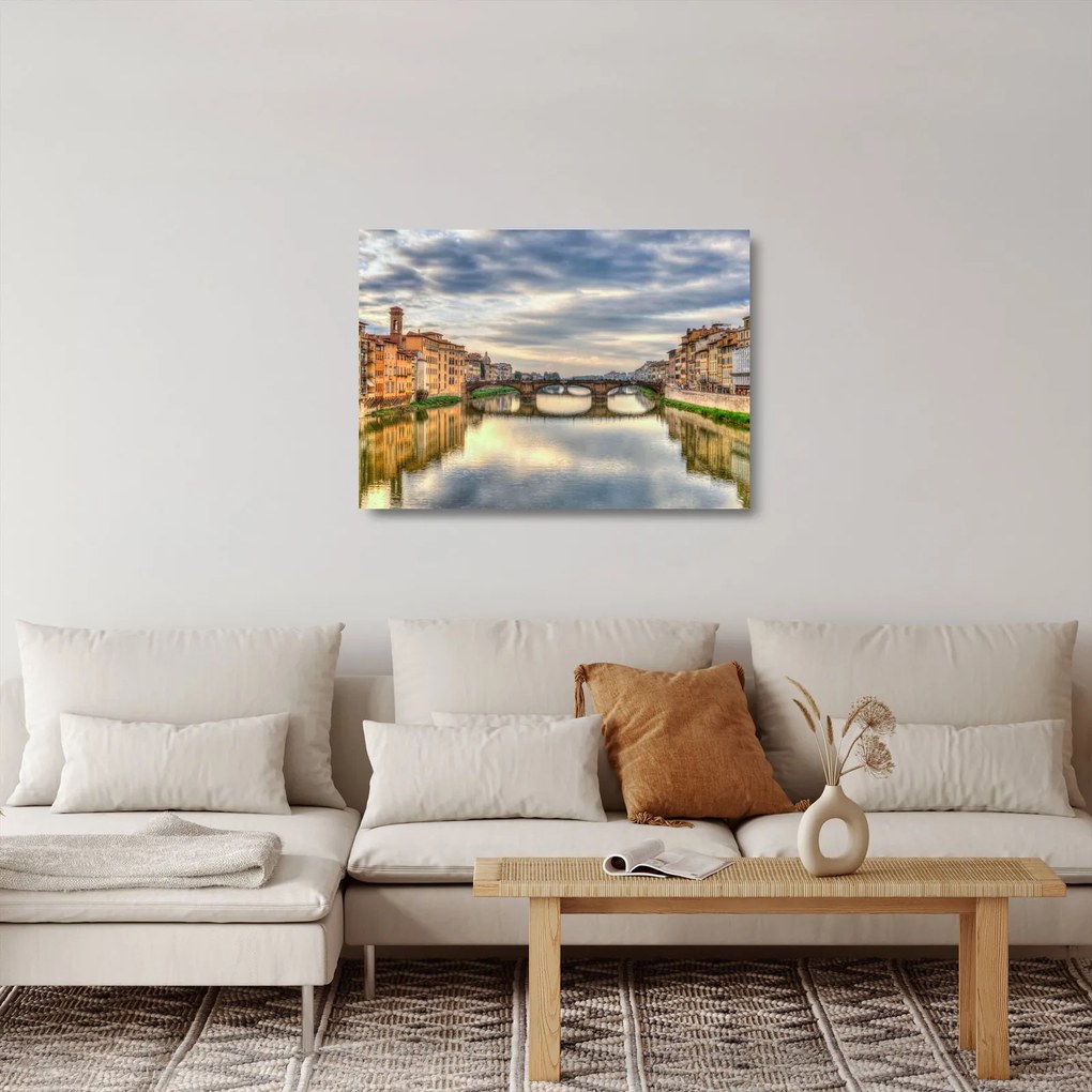 Tablou pe sticlă - Pod peste râu (70x50 cm)