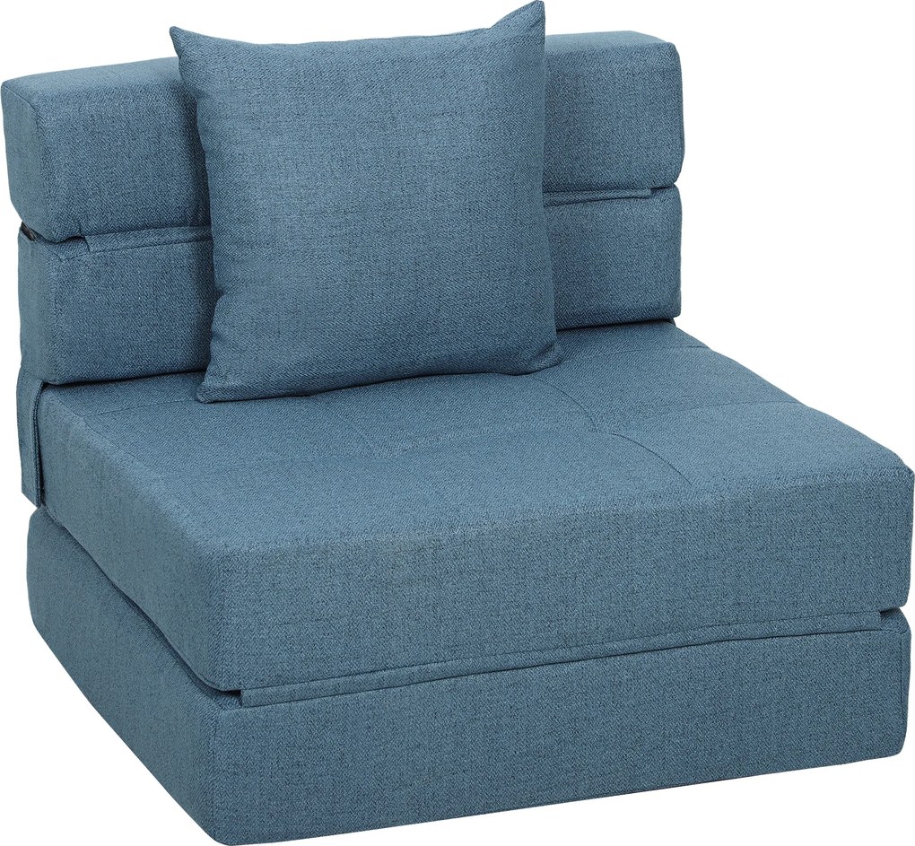 HOMCOM Fotoliu canapea-pat convertibil 1 loc cu 1 pernă cu husă detașabilă, țesătură albastru închis | Aosom Romania