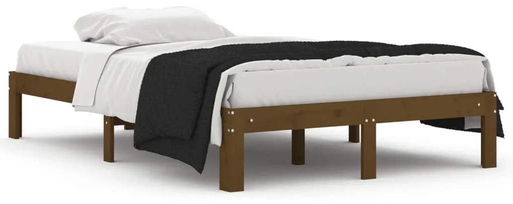 810338 vidaXL Cadru de pat mic dublu, maro miere, 120x190 cm, lemn masiv