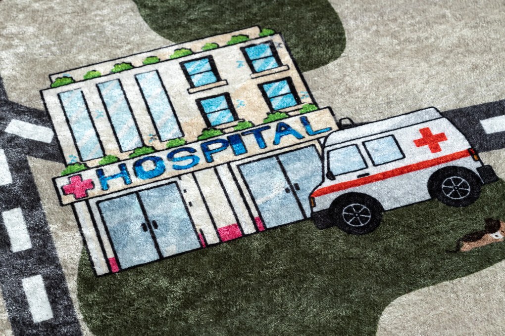JUNIOR 51803.804 covor lavabil Oraș, străzi pentru copii anti-alunecare bej - SECUNDAR-COTATI PRODUSUL
