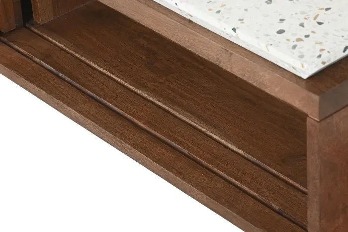 Masuta de cafea, din lemn de acacia si blat din terrazzo cu spatiu de depozitare, Brione