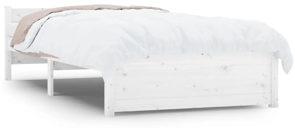 815035 vidaXL Cadru de pat, alb, 100x200 cm, lemn masiv