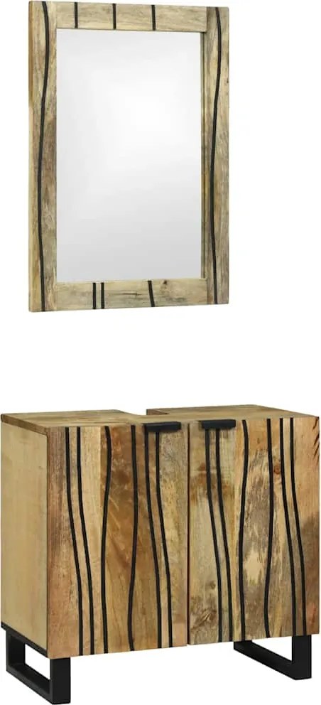 vidaXL Set de mobilier pentru baie cu raft 2 pcs Maro Lemn compozit