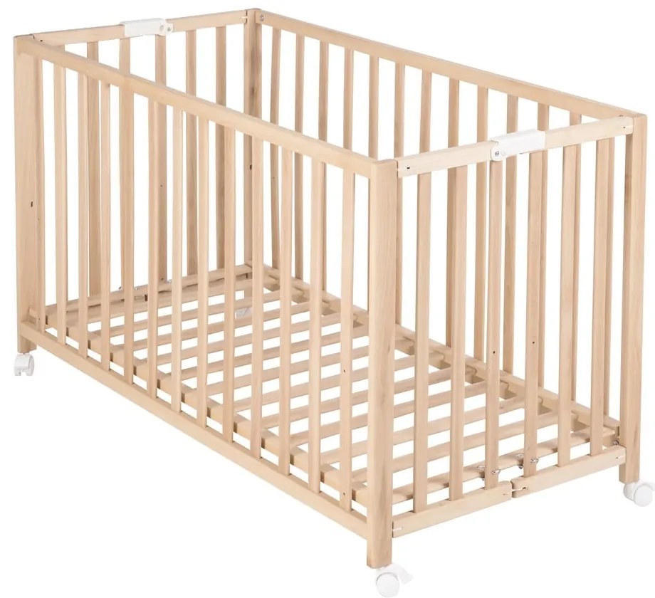 Pătuț pliabil în culoare naturală cu roți 60x120 cm Fold up – Roba