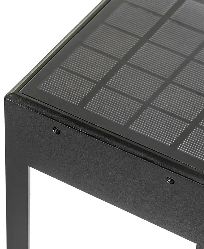 Lampă de exterior cu picior neagră 80 cm cu lumină reglabilă și senzor pe solar - Charlotte