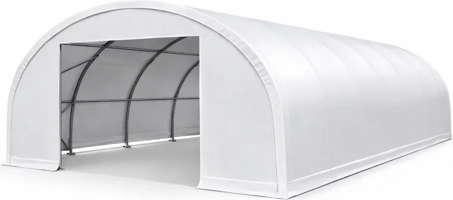 Cort profesional industrial de depozitare, structura simpla, tip semirotund, 12.2x24x6.1 m, Alb,