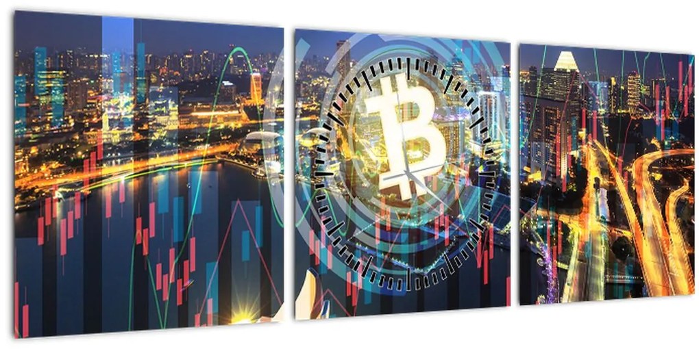 Tablou - Orașul investițiilor (cu ceas) (90x30 cm)