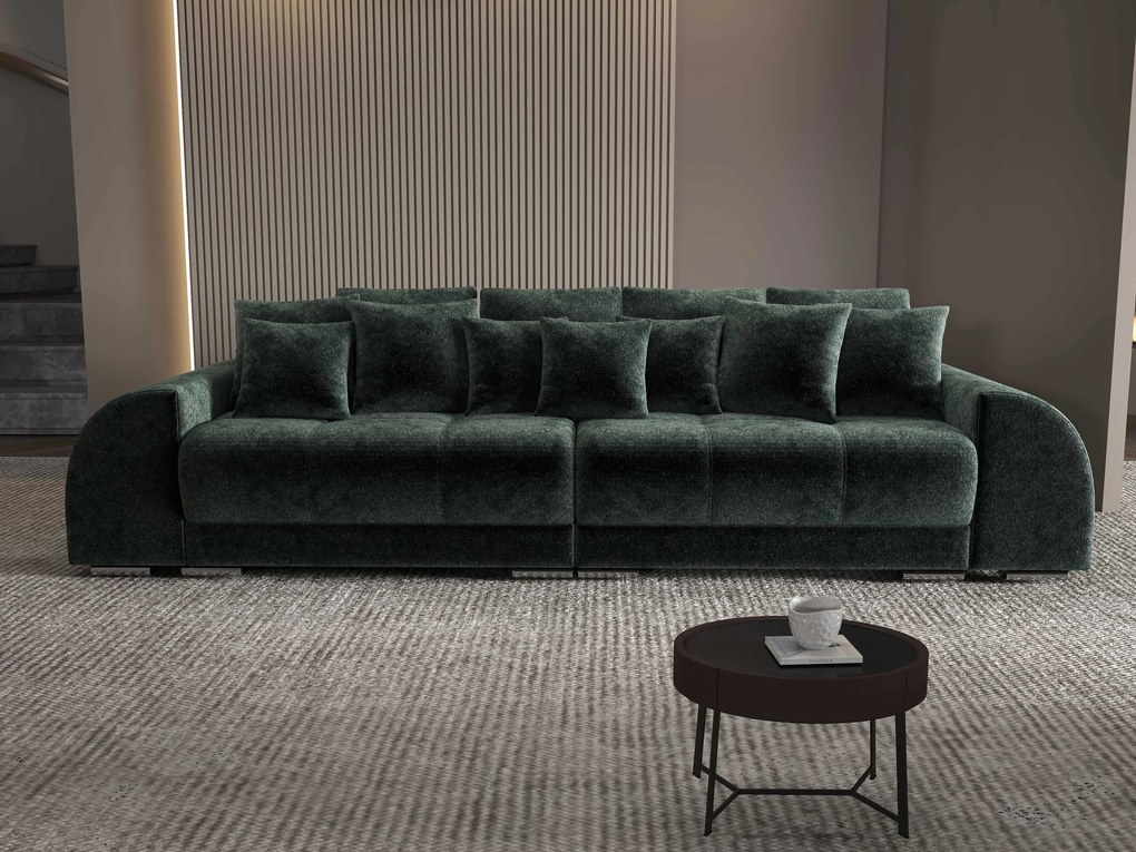 Canapea extensibilă dumonde cu 2 lăzi de depozitare si sezut confortabil din spuma high-density, Verona Euphoria Green 310x100 cm