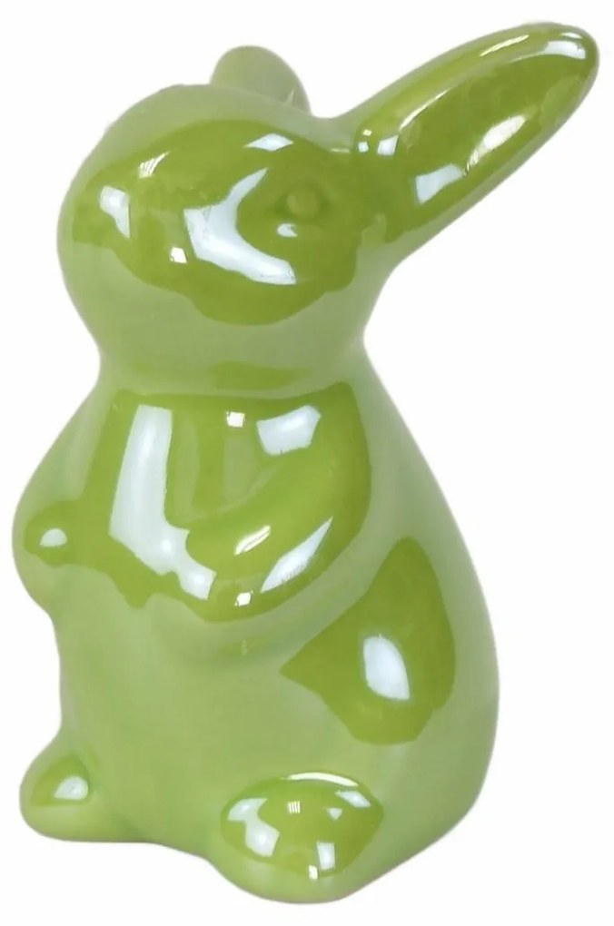 Iepuraș de Paște din ceramică Verde verde, 8 cm