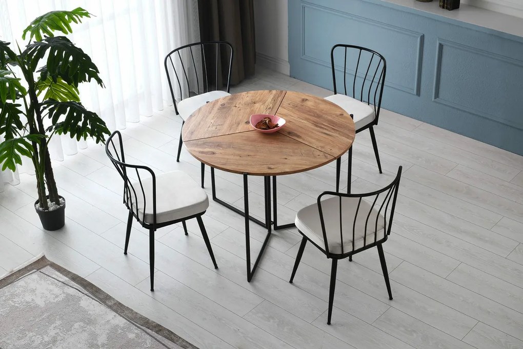 Set de scaune de sufragerie Yildiz White and Black, 4 buc., 4 buc